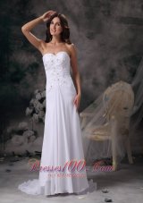 Romantic Sweetheart Beach Wedding Dress Chiffon Crystal