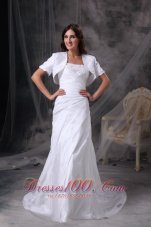 Custom Made Column Appliques White Dress for Silver Wedding