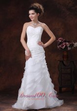 Beautiful Layered Skirt Church Wedding Dress Appliqued