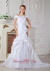 Elegant Off the Shoulder White Wedding Dress Unique Design