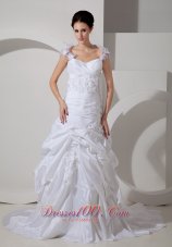 Customize Floral Wedding Bridal Dress Straps A-line High End