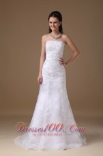 Princess Lace Wedding Dress A-line Strapless Bowknot