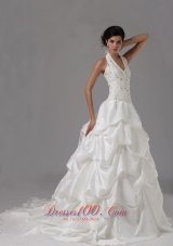 Halter Lace White Dresses Pick-ups For Wedding Reception