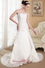 Affordable Strapless Bridal Dress Elastic Wove Satin Gingle