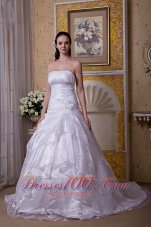 Ruffles Wedding Bridal Dress Strapless Taffeta Organza