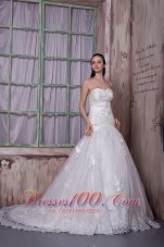 Customize Sweetheart Wedding Bridal Dress Flowers Lace