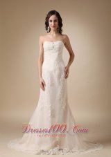 Dreamy Empire Lace Bridal Dress Column Sweetheart Court