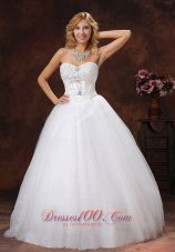 Empire Wedding Bridal Gowns Sweetheart Tulle Rhinestones