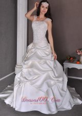 Straps Pick-ups Wedding Bridal Gowns Taffeta Appliques
