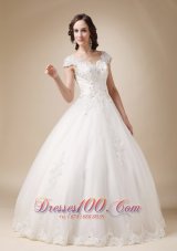 V-neck Ball Gown White Beading Wedding Dress