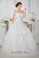 Tulle Strapless Ball Gown Beaded Wedding Dress