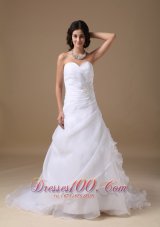 Sweetheart Ruched Court Train Bridal Wedding Gowns