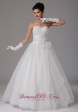 Beaded Sweetheart Ruch Wedding Dress With Bows