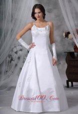 Spaghetti Straps Ball Gown Embroidery Wedding Dress
