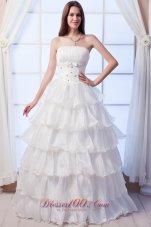 Layers Strapless Beading Organza Wedding Dress