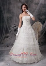 Layers Lace Strapless Wedding Dress