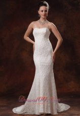 Mermaid Brush Train Lace Bridal Wedding Dress