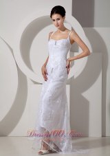Beading Brush Lace Beach Wedding Dress With Straps