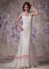 Mermaid Lace Court Beaded Wedding Dress With Straps