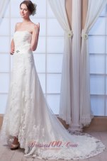 Strapless Beading Lace Wedding Dress Court Train
