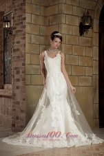 Tulle Mermaid Chapel Wedding Dress With Straps