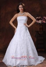 Strapless Brush Lace Wedding Dress Bridal Gowns