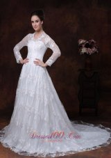 Princess V Neck Long Sleeves Court Bridal Dress