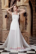 Straps Watteau Train Bridal Wedding Dress Chiffon