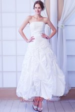 Strapless A-line Ankle-length Taffeta Wedding Dress