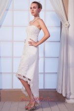 Strapless Dapper High-low Beaded Lace Wedding Dress