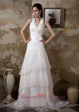 Pretty Halter Wedding Dress Floral Taffeta Organza
