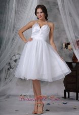 Halter Knee-length Organza Ruched Bodice Short Wedding Dress