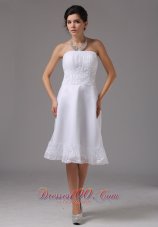 Short Wedding Dress Lace Waist Strapless Knee-length Vintage