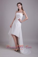 Nifty A-Line Strapless High-low Satin Beading Bridal Gown