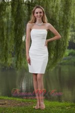 Simple Column Sheath Mini-length Taffeta Wedding Gown