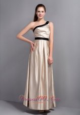 Customize Champagne One Shoulder Bridesmaid Dress Belt