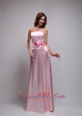 Baby Pink Bowknot Prom Dress Beading Strapless