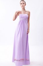 Lavender Strapless Chiffon Embroidery Bridesmaid Dress