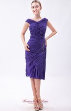 Purple Column V-neck Prom Dress Chiffon Beading