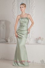 Apple Green Spaghetti Straps Brush Prom Dress Beaded