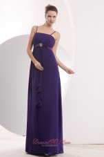 Straps Empire Chiffon Purple Bridesmaid Dress Sashed