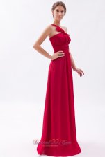 Wine Red Empire One Shoulder Bridesmaid Gowns Empire