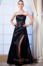 Black Empire Slit Mother Of The Bride Dress Strapless Ruch