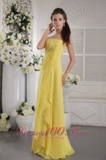 Yellow Empire Ruffles Prom / Graduation Dress Flowers