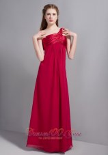 One Shoulder Ruched Wine Red Bridesmaid Dresses