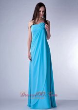 Hand Made Fowers Teal Bridesmaid Dress For Parties