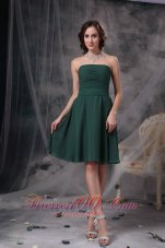 Dark Green Homecoming Prom Dress Ruched Chiffon