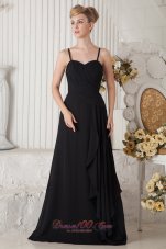 Black Empire Straps Dress for Maid of Honor Ruffles