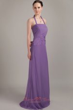 Lavender Halter Bridesmaid Dress Chiffon Ruching