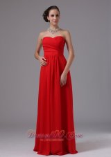 Tomato Red Sweetheart Prom Evening Gowns Ruch Chiffon